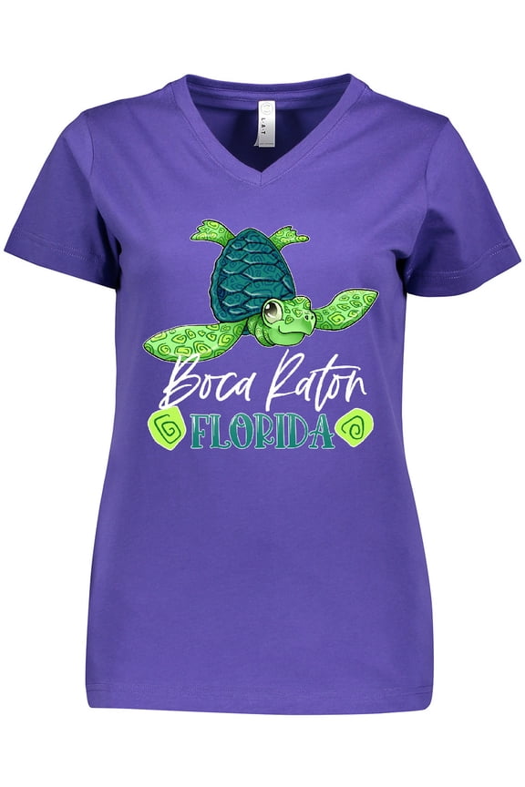 Boca Raton, Florida Happy Sea Turtle Women's V-Neck T-Shirt