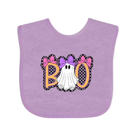 Inktastic Boo Cute Halloween Ghost Checkered Girls Baby Bib