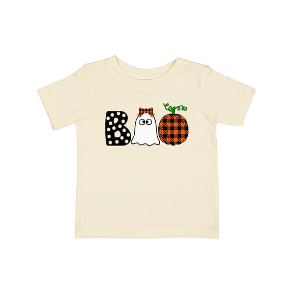 Inktastic Boo Halloween Ghost and Plaid Pumpkin Boys or Girls Baby T-Shirt