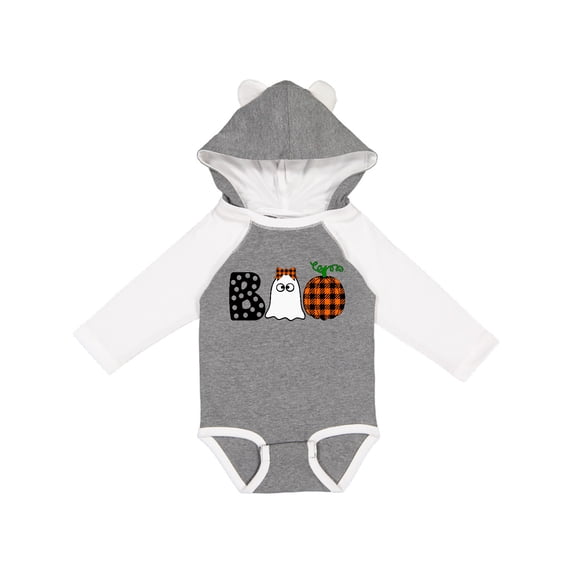Inktastic Boo Halloween Ghost and Plaid Pumpkin Boys or Girls Long Sleeve Baby Bodysuit