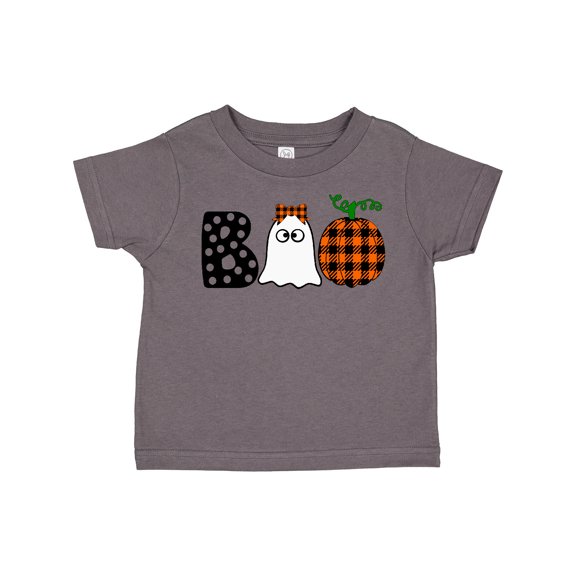 Inktastic Boo Halloween Ghost and Plaid Pumpkin Boys or Girls Toddler T-Shirt