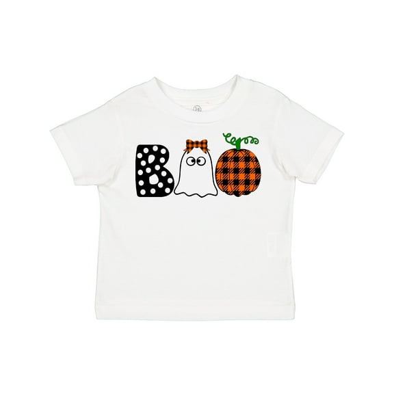 Inktastic Boo Halloween Ghost and Plaid Pumpkin Boys or Girls Toddler T-Shirt