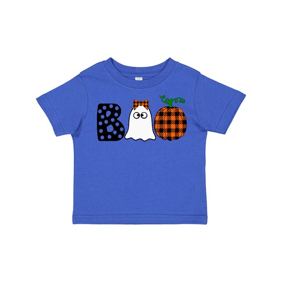 Inktastic Boo Halloween Ghost and Plaid Pumpkin Boys or Girls Toddler T-Shirt