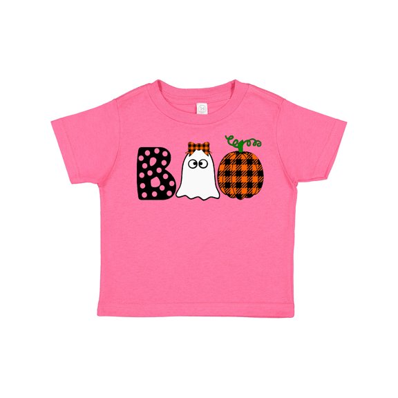 Inktastic Boo Halloween Ghost and Plaid Pumpkin Boys or Girls Toddler T-Shirt