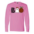 thumbnail image 1 of Inktastic Boo Halloween Ghost and Plaid Pumpkin Long Sleeve T-Shirt, 1 of 5
