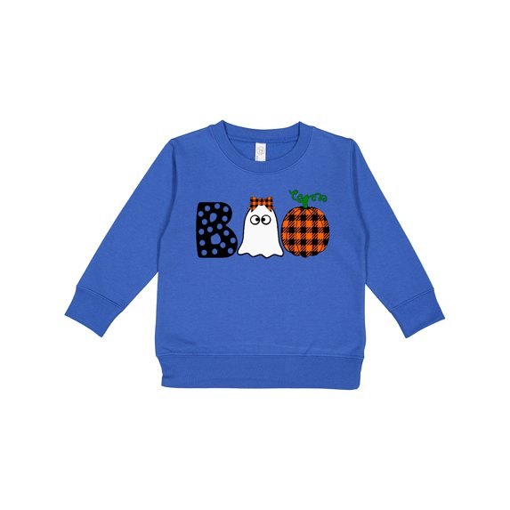 Inktastic Boo Halloween Ghost and Plaid Pumpkin Toddler Sweatshirt