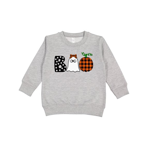 Inktastic Boo Halloween Ghost and Plaid Pumpkin Toddler Sweatshirt