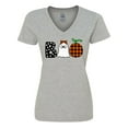 thumbnail image 1 of Inktastic Boo Halloween Ghost and Plaid Pumpkin Women's V-Neck T-Shirt, 1 of 5