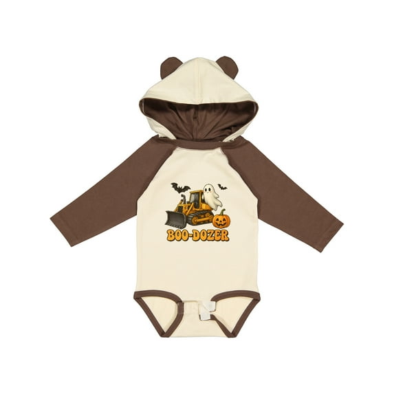 Inktastic Boo-dozer Construction Halloween Bulldozer Boys Long Sleeve Baby Bodysuit