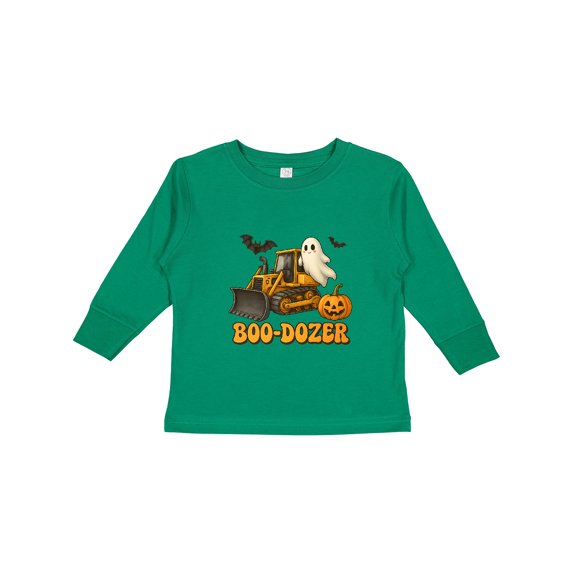 Inktastic Boo-dozer Construction Halloween Bulldozer Boys Long Sleeve Toddler T-Shirt