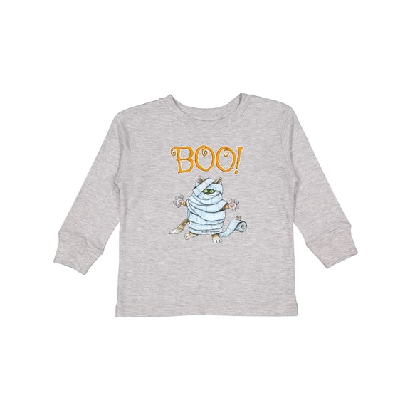 Inktastic Boo with Mummy Cat Boys or Girls Long Sleeve Toddler T-Shirt