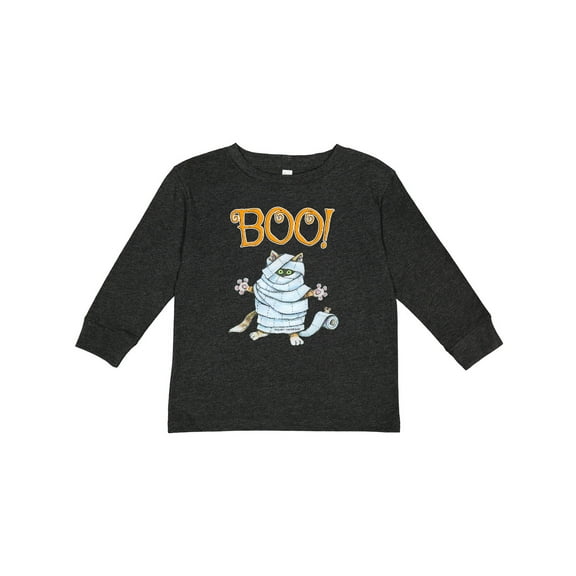 Inktastic Boo with Mummy Cat Boys or Girls Long Sleeve Toddler T-Shirt