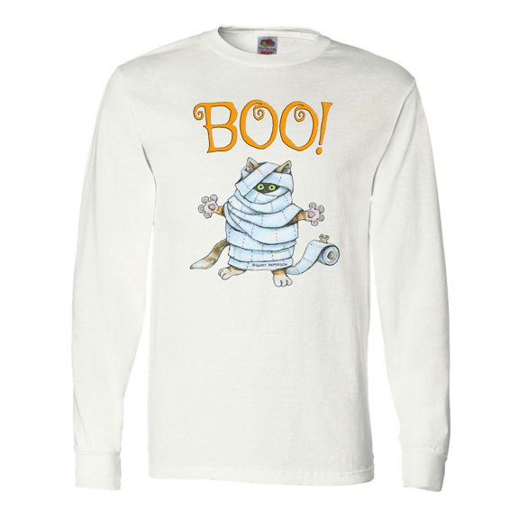 Inktastic Boo with Mummy Cat Long Sleeve T-Shirt