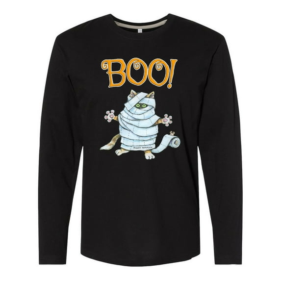 Inktastic Boo with Mummy Cat Long Sleeve T-Shirt