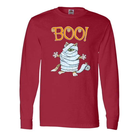 Inktastic Boo with Mummy Cat Long Sleeve T-Shirt