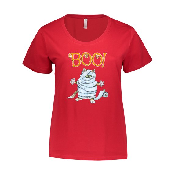 Inktastic Boo with Mummy Cat Women's Plus Size T-Shirt