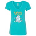 thumbnail image 1 of Inktastic Boo with Mummy Cat Women's V-Neck T-Shirt, 1 of 5
