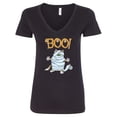 thumbnail image 1 of Inktastic Boo with Mummy Cat Women's V-Neck T-Shirt, 1 of 5