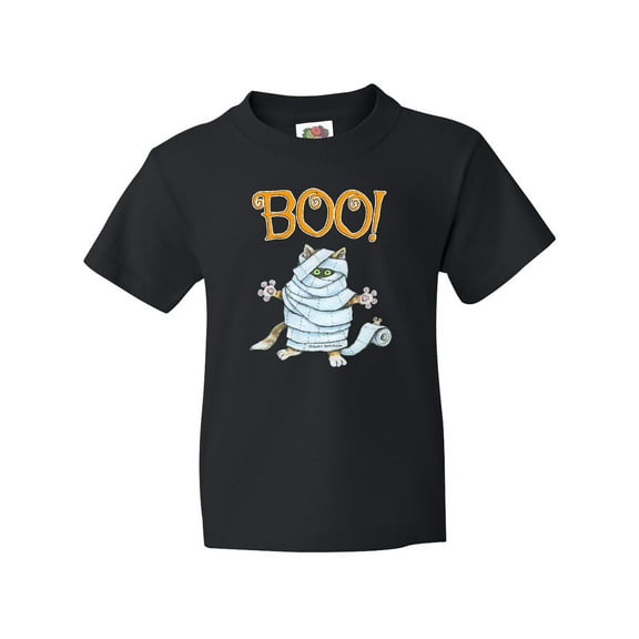 Inktastic Boo with Mummy Cat Youth T-Shirt