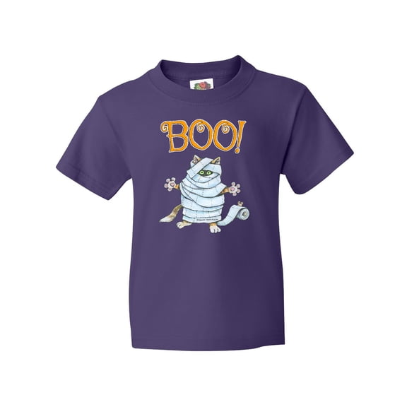 Inktastic Boo with Mummy Cat Youth T-Shirt