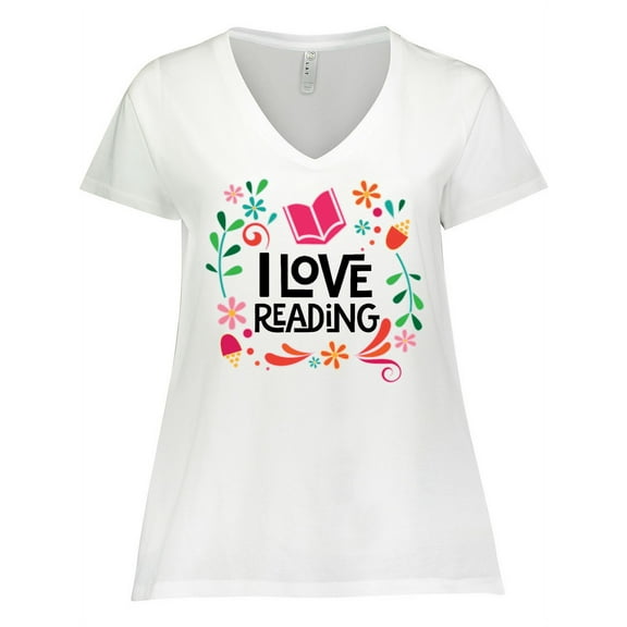 Inktastic Book Lover I Love Reading Women's Plus Size V-Neck T-Shirt
