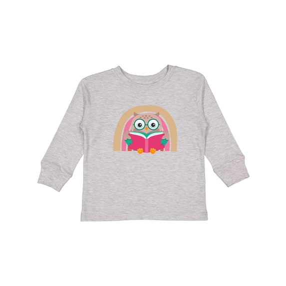 Inktastic Book Lover Owl Reading Librarian Girls Long Sleeve Toddler T-Shirt