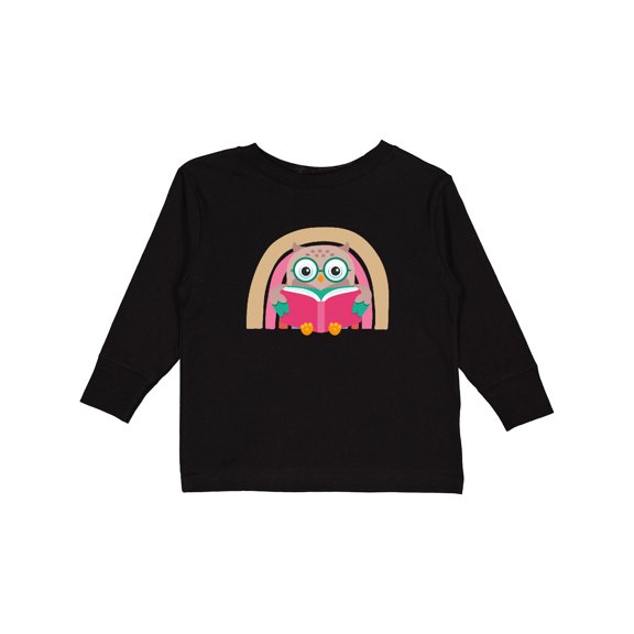 Inktastic Book Lover Owl Reading Librarian Girls Long Sleeve Toddler T-Shirt
