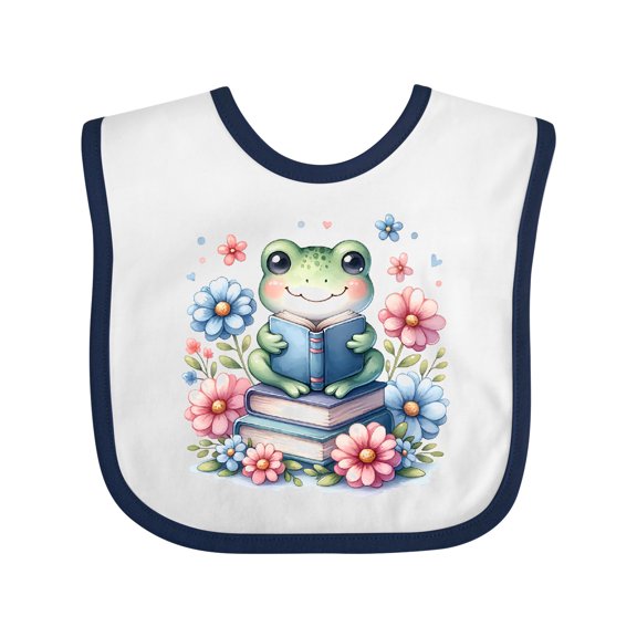 Inktastic Book Lover Reading Frog Librarian Girls Baby Bib