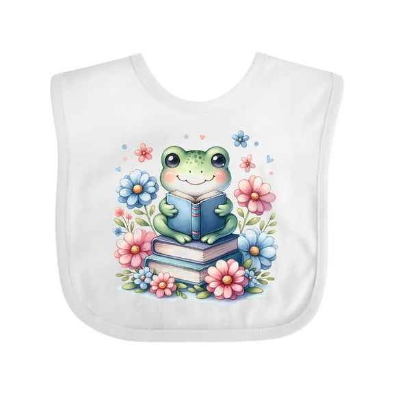 Inktastic Book Lover Reading Frog Librarian Girls Baby Bib