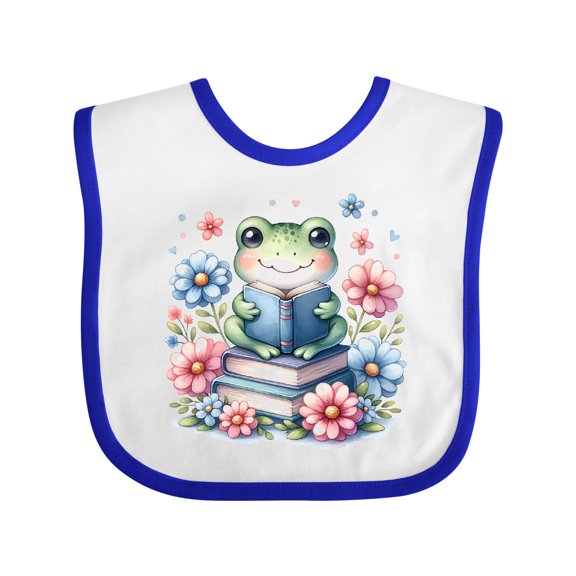 Inktastic Book Lover Reading Frog Librarian Girls Baby Bib