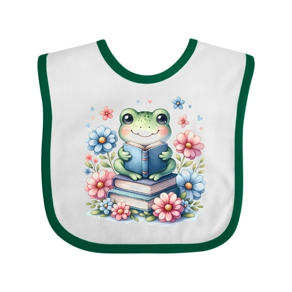 Inktastic Book Lover Reading Frog Librarian Girls Baby Bib