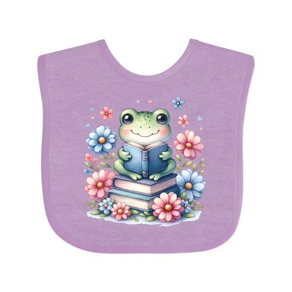 Inktastic Book Lover Reading Frog Librarian Girls Baby Bib