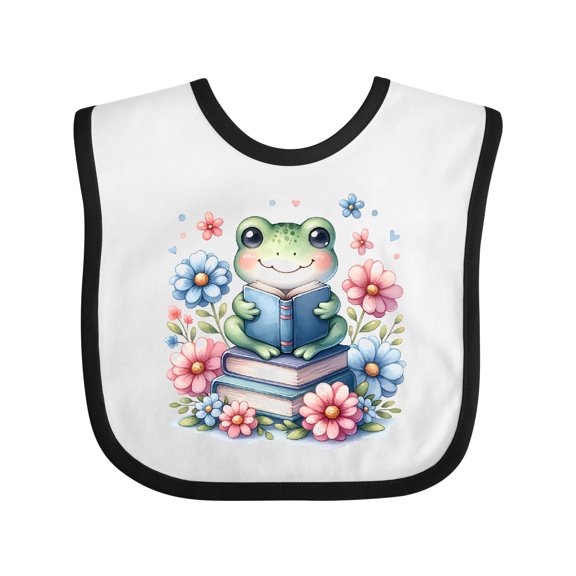 Inktastic Book Lover Reading Frog Librarian Girls Baby Bib