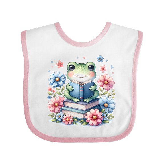 Inktastic Book Lover Reading Frog Librarian Girls Baby Bib