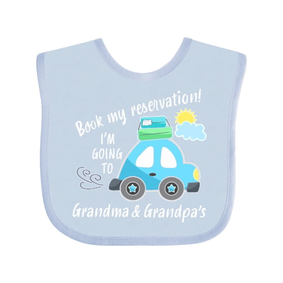 Inktastic Book My Reservation I'm Going to Grandma and Grandpa's Boys or Girls Baby Bib