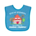 thumbnail image 1 of Inktastic Book My Reservation I'm Going to Grandma and Grandpa's Boys or Girls Baby Bib, 1 of 4