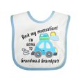 thumbnail image 1 of Inktastic Book My Reservation I'm Going to Grandma and Grandpa's Boys or Girls Baby Bib, 1 of 4