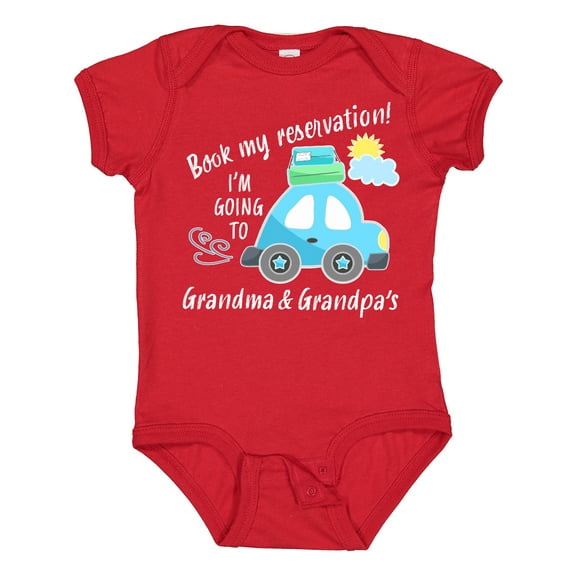 Inktastic Book My Reservation I'm Going to Grandma and Grandpa's Boys or Girls Baby Bodysuit
