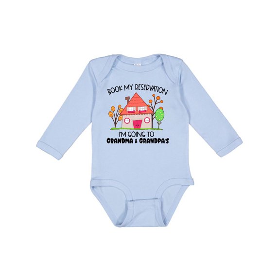 Inktastic Book My Reservation I'm Going to Grandma and Grandpa's Boys or Girls Long Sleeve Baby Bodysuit