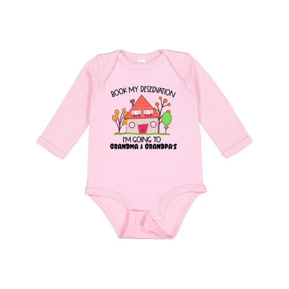 Inktastic Book My Reservation I'm Going to Grandma and Grandpa's Boys or Girls Long Sleeve Baby Bodysuit