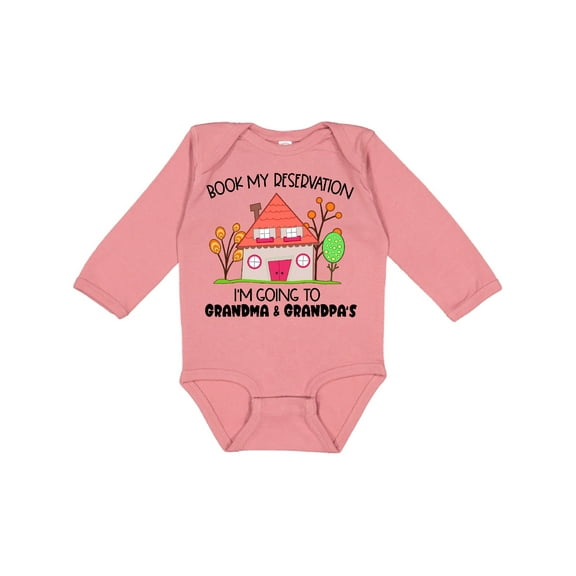 Inktastic Book My Reservation I'm Going to Grandma and Grandpa's Boys or Girls Long Sleeve Baby Bodysuit