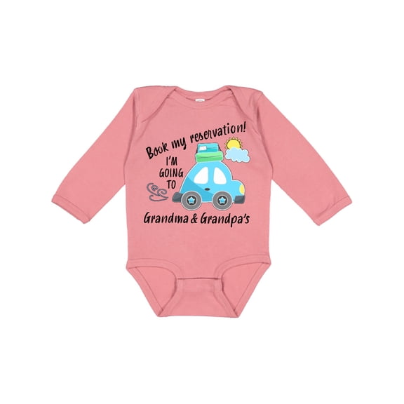 Inktastic Book My Reservation I'm Going to Grandma and Grandpa's Boys or Girls Long Sleeve Baby Bodysuit