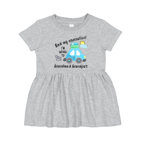 Inktastic Book My Reservation I'm Going to Grandma and Grandpa's Girls Baby Dress