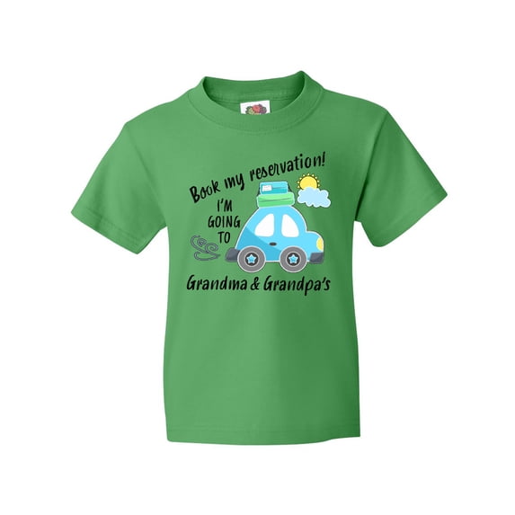 Inktastic Book My Reservation I'm Going to Grandma and Grandpa's Youth T-Shirt