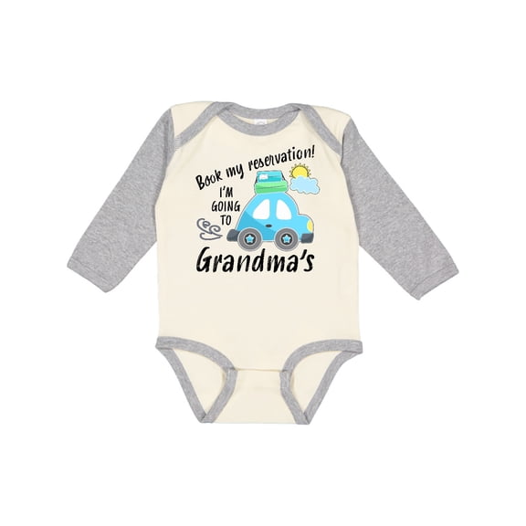 Inktastic Book My Reservation I'm Going to Grandma's Boys or Girls Long Sleeve Baby Bodysuit