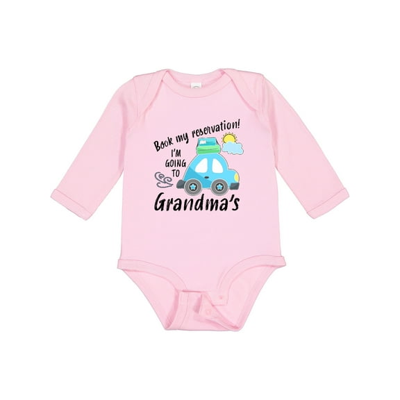 Inktastic Book My Reservation I'm Going to Grandma's Boys or Girls Long Sleeve Baby Bodysuit