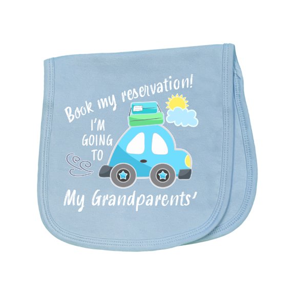 Inktastic Book My Reservation I'm Going to My Grandparents' Baby Burp Cloth