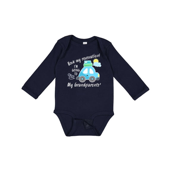 Inktastic Book My Reservation I'm Going to My Grandparents' Boys or Girls Long Sleeve Baby Bodysuit