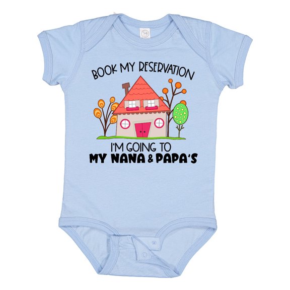 Inktastic Book My Reservation I'm Going to My Nana and Papa's- House Boys or Girls Baby Bodysuit