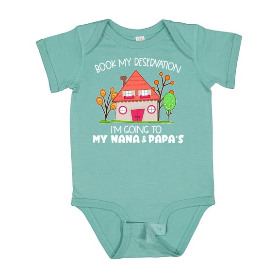 Inktastic Book My Reservation I'm Going to My Nana and Papa's- House Boys or Girls Baby Bodysuit